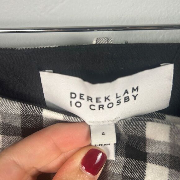 DEREK LAM 10 CROSBY CROP FLARE PLAID TROUSER - Picture 4 of 7